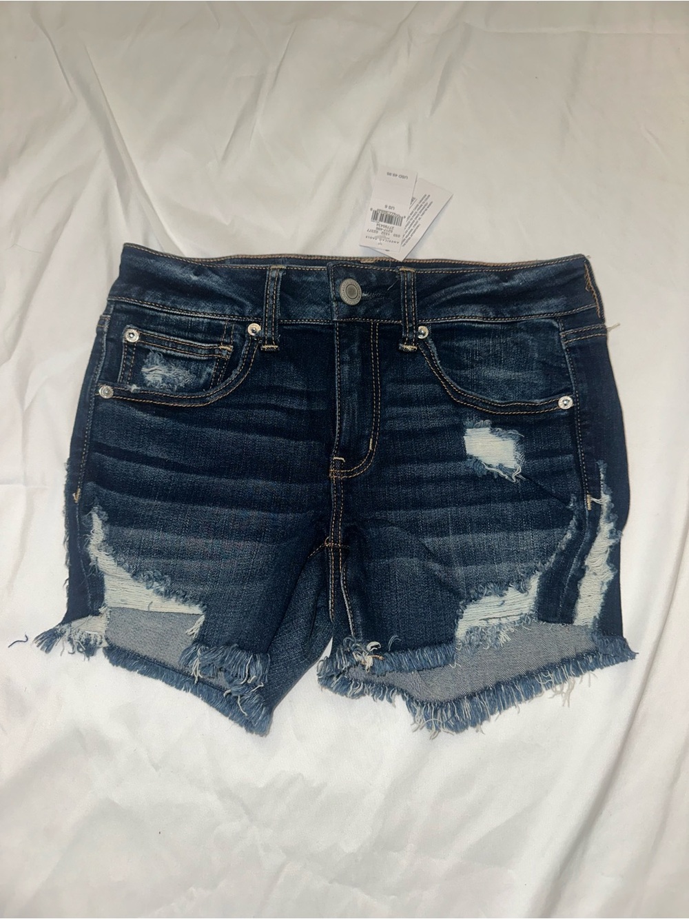 American Eagle Outfitters Distressed Dark Blue Denim Shorts